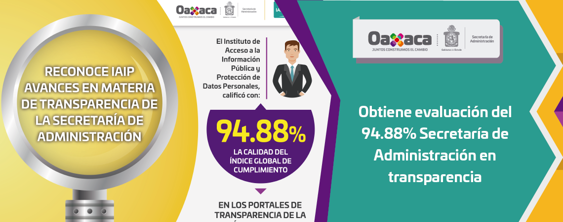 Obtiene evaluación del 94.88% Secretaría de Administración en transparencia