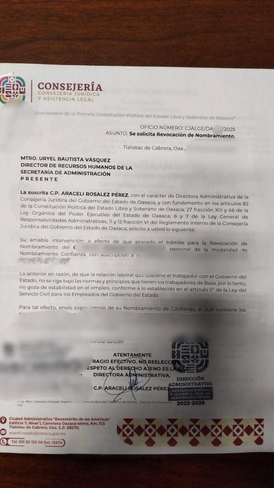 Desmiente Secretaría de Administración cobros relacionados con reinstalación de bases