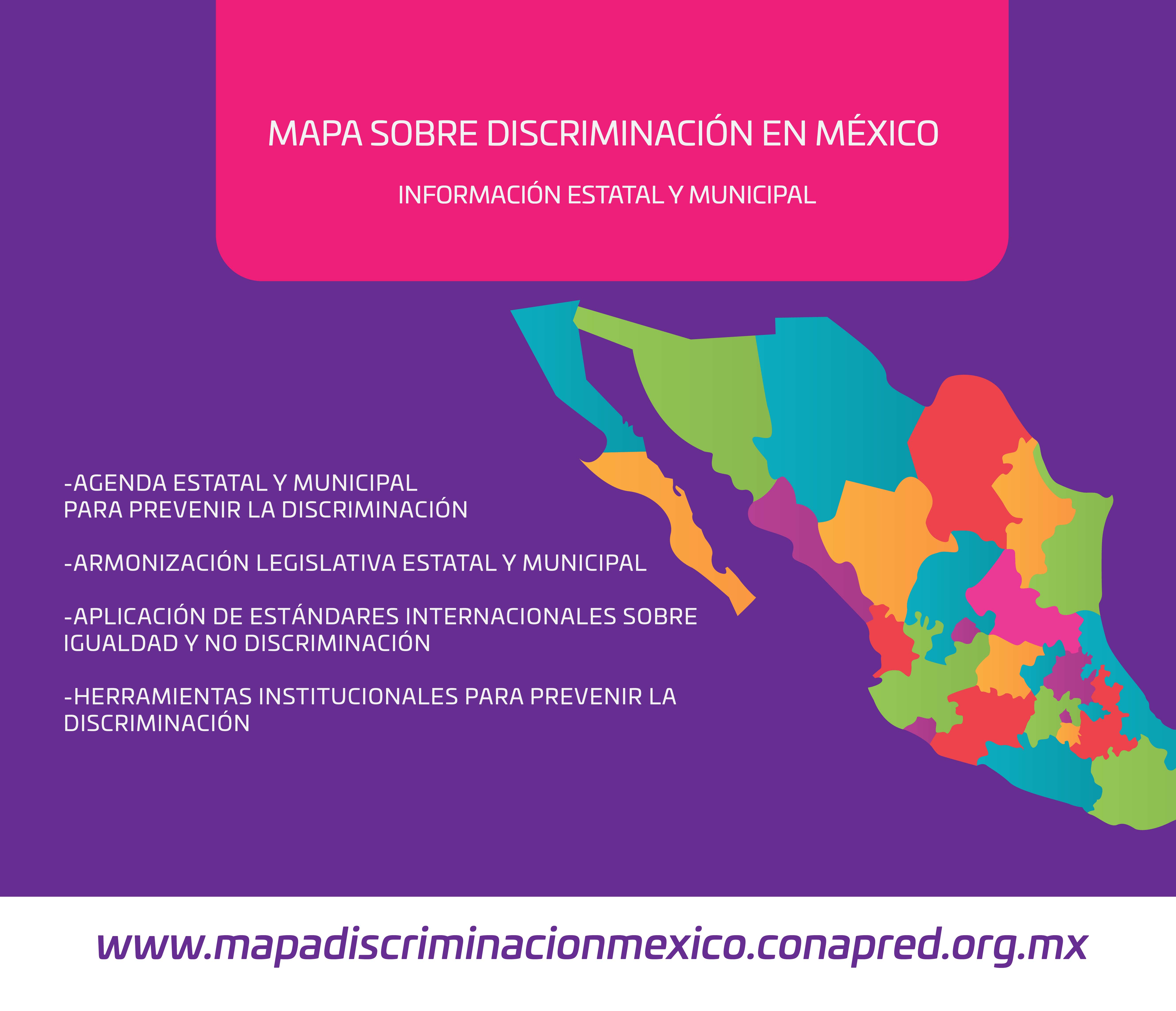 Mapa sobre la situación de la discriminación en los estados del país.