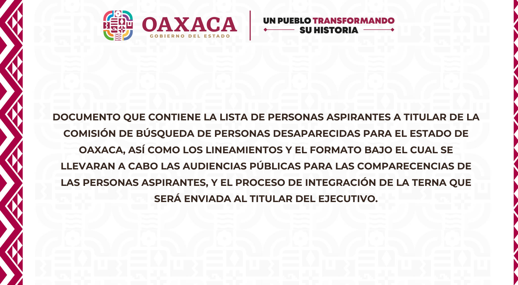 Personas aspirantes a titular de la Comisión de Búsqueda
