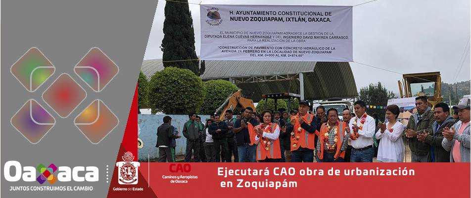 Ejecutará CAO obra de urbanización en Zoquiapám. Ejecutará CAO obra de urbanización en Zoquiapám.