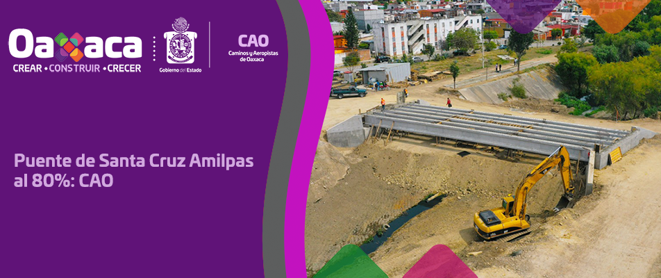 Puente de Santa Cruz Amilpas al 80%: CAO. Puente de Santa Cruz Amilpas al 80%: CAO.