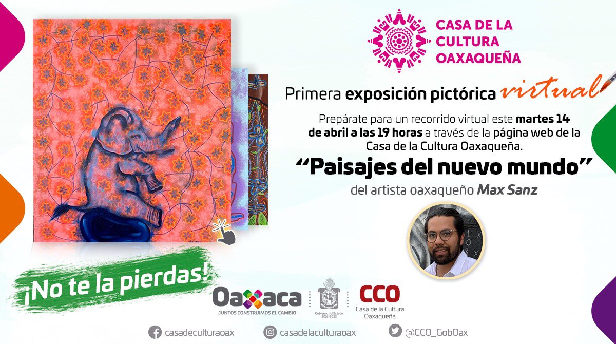 Tendrá la CCO su primera exposición pictórica virtual “Paisajes del nuevo mundo” del artista Max Sanz. Tendrá la CCO su primera exposición pictórica virtual “Paisajes del nuevo mundo” del artista Max Sanz.