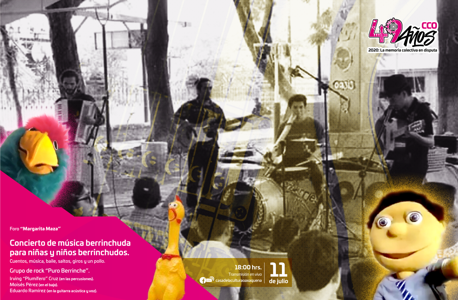 Cerrarán aniversario de la CCO con música para niñas y niños berrinchudos Cerrarán aniversario de la CCO con música para niñas y niños berrinchudos