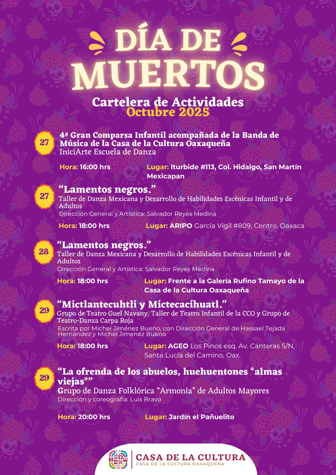 Catálogo de Espacios de la Casa de la Cultura Oaxaqueña