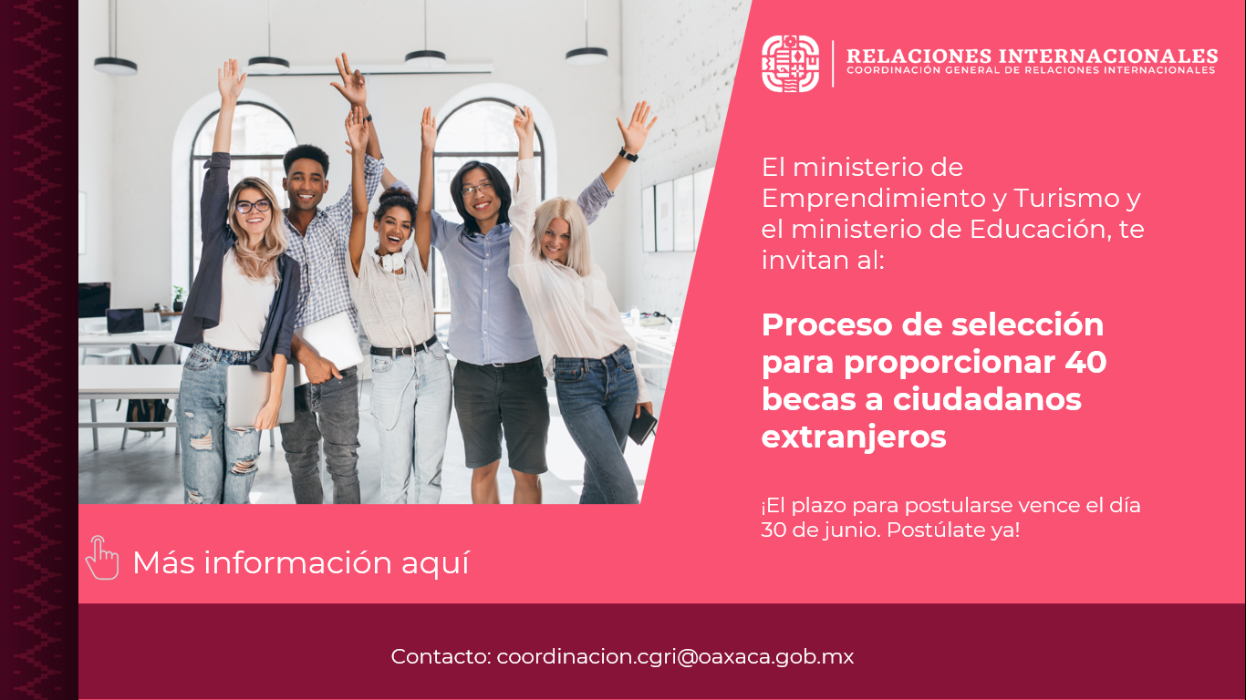 El ministerio de Emprendimiento y Turismo y el ministerio de Educación, invitan al proceso de selección para proporcionar 40 becas a ciudadanos extranjeros 2023-2024..