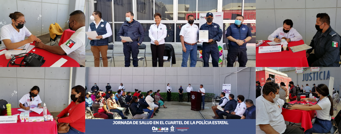 SE BRINDAN LOS SERVICIOS DE SALUD AL CUARTEL DE LA POLICÍA ESTATAL OAXACA, EN SANTA MARÍA COYOTEPEC EL 26 DE NOVIEMBRE DEL 2021.