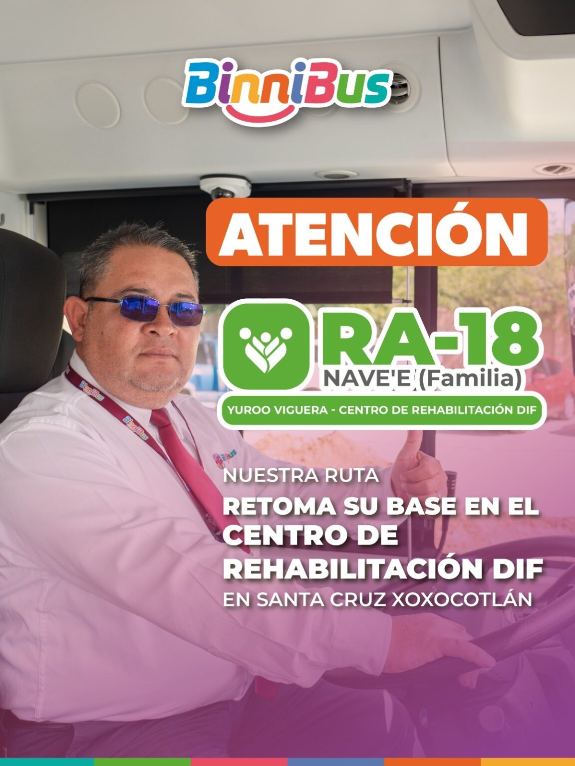 Ruta RA-18 del BinniBus regresa al Centro de Rehabilitación DIF