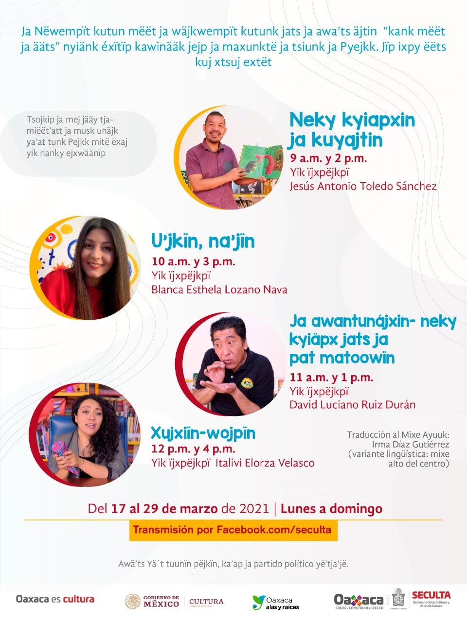 Transmite Seculta a través del Programa de Desarrollo Cultural Infantil «Alas y Raíces” cápsulas en Mixe
