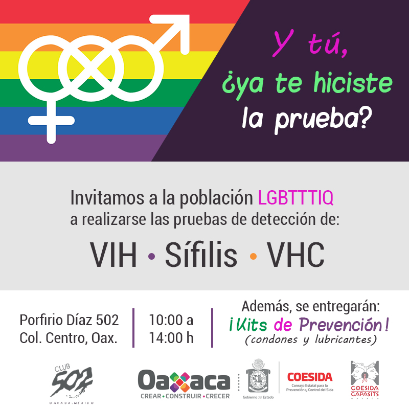 Invita Coesida a realizarse pruebas de detección del VIH, Sífilis y VHC