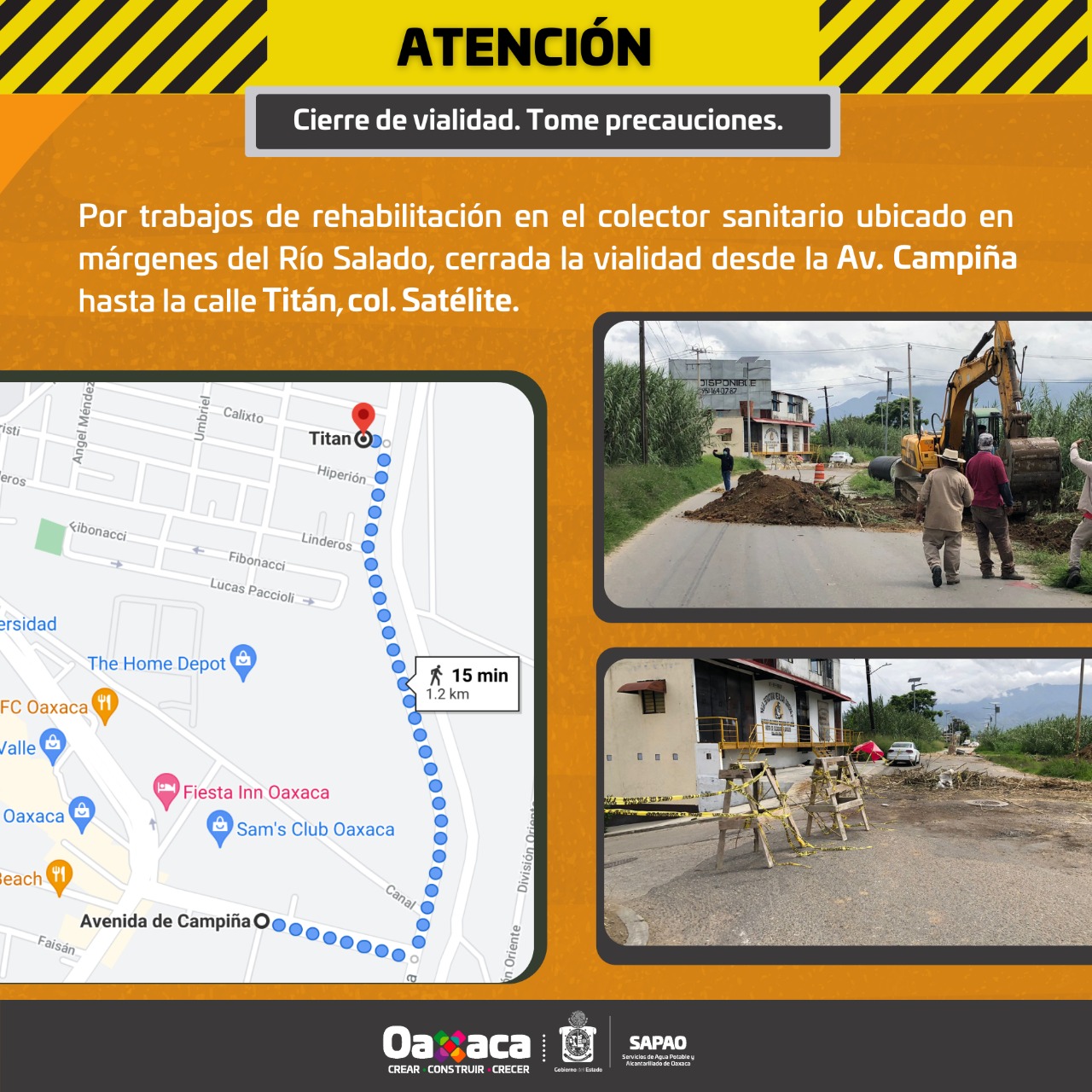 Inicia SAPAO trabajos de reparación de tubería de drenaje sanitario sobre el bordo del río Salado