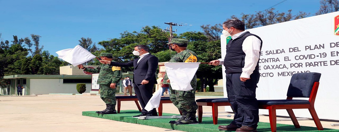 Dan Ejército Mexicano y Gobierno de Oaxaca banderazo de salida a brigadas del Plan de Vacunación contra el COVID-19 en zonas rurales
