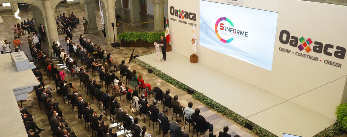 Presenta Alejandro Murat su Quinto Informe de Gobierno; destaca gobernabilidad, finanzas sanas y crecimiento económico