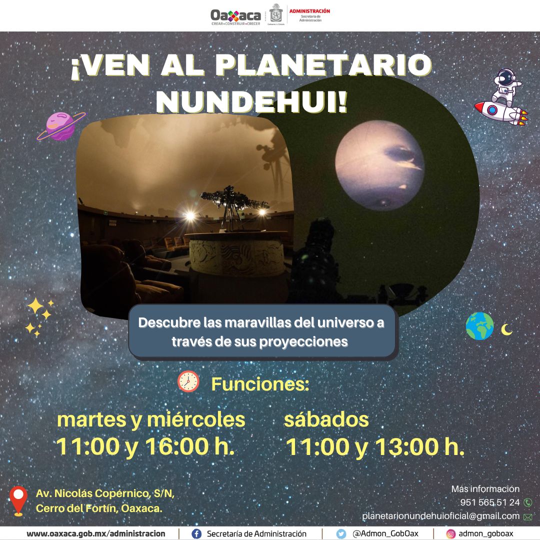 ¡Planetario Nundehui estrena nuevos horarios!