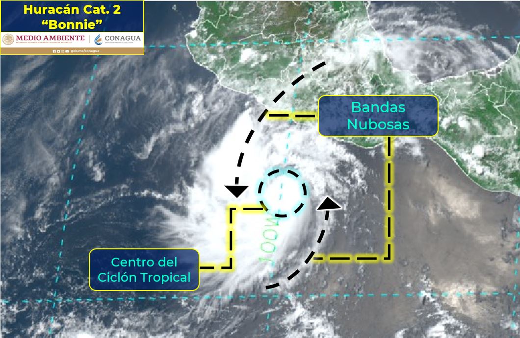 Se aleja huracán “Bonnie” de las costas de Oaxaca