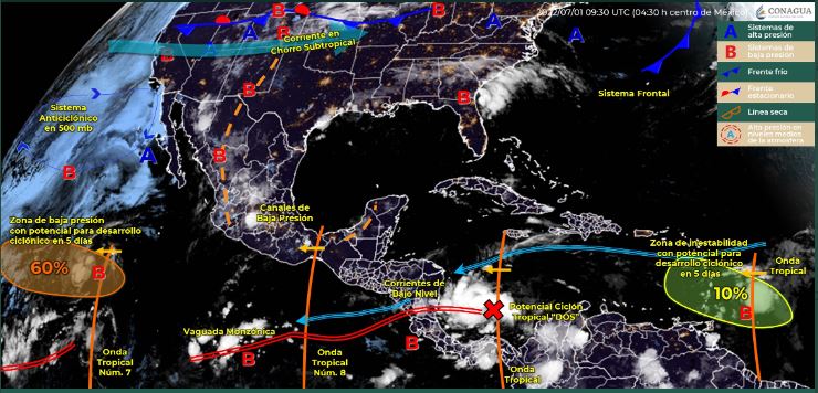 Onda Tropical 8 ocasionará lluvias ligeras  a moderadas en territorio oaxaqueño