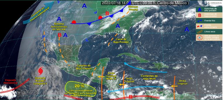 Onda tropical 13 mantendrá aguaceros y chubascos con actividad eléctrica en Oaxaca
