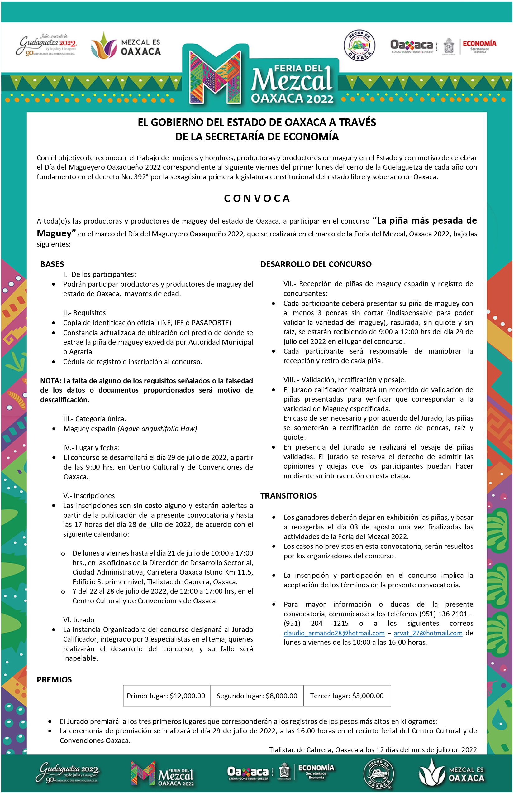 Realizarán concurso de la “Piña más pesada de agave” en la Feria del Mezcal Oaxaca 2022