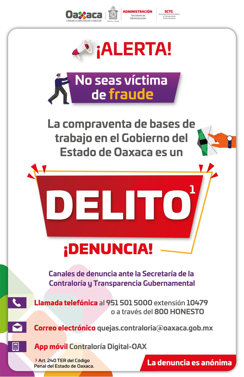 Pide Administración denunciar venta de plazas