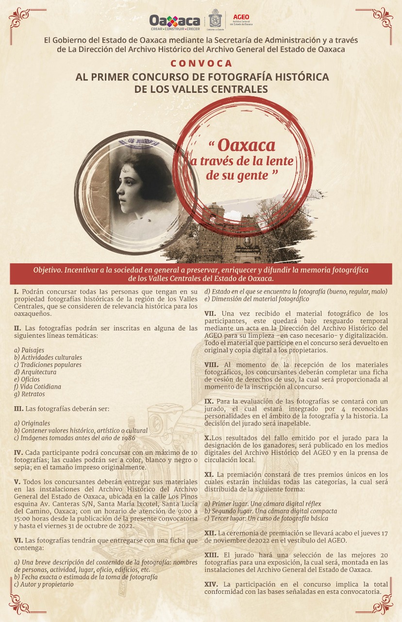 Invita AGEO al Primer Concurso de Fotografías Históricas de los Valles Centrales
