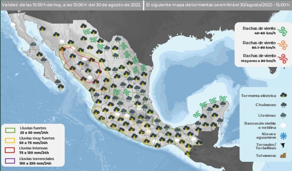 Canales de baja presión e inestabilidad en la atmosfera superior estarán generando lluvias y chubascos para la tarde-noche: CEPCO