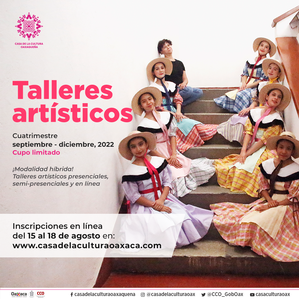 Difunde la Casa de la Cultura Oaxaqueña fechas para inscribirse a sus talleres  