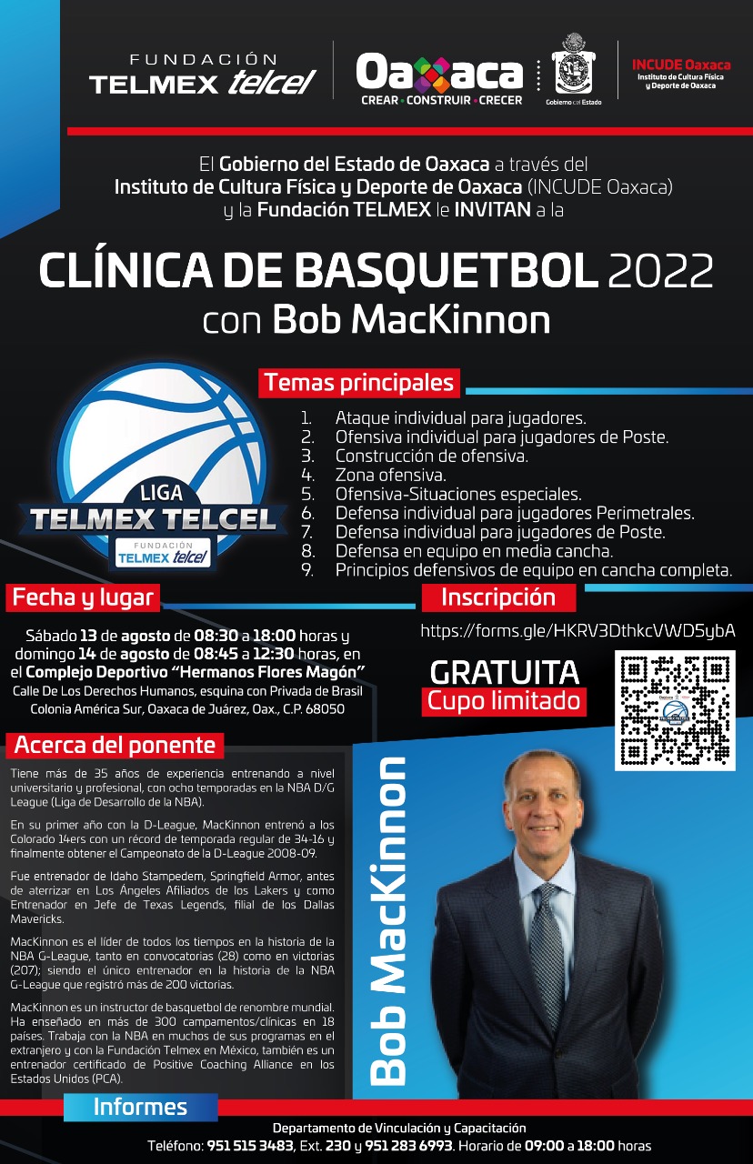 Bob MacKinnon regresa a Oaxaca para impartir la Clínica de Basquetbol 2022