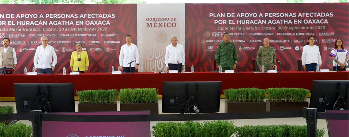 Evalúan AMLO y AMH avances delPlan de Apoyo a la Población Afectada por el huracán “Agatha”