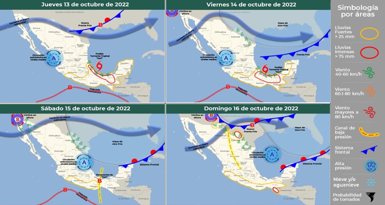 “Karl” y baja presión con potencial ciclónico mantendrán temporal de lluvias en Oaxaca; CEPCO emite alerta preventiva
