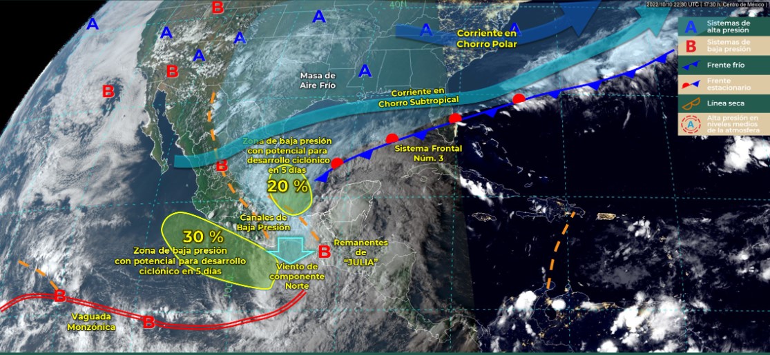 Advierte CEPCO tres días de tiempo “severo” para la entidad por lluvias y frente frío número 3