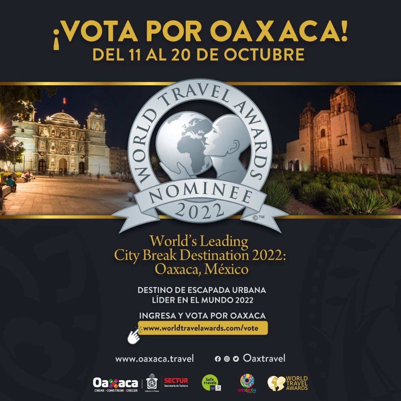 Oaxaca nuevamente nominado en los World Travel Awards