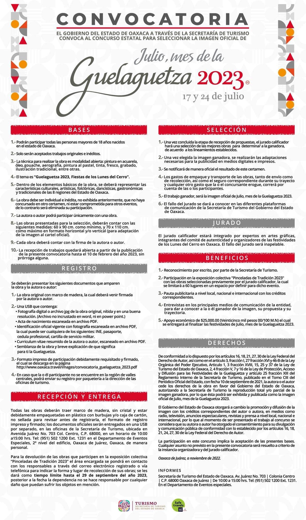 Emite Gobierno de Oaxaca convocatoria para elegir imagen de la Guelaguetza 2023