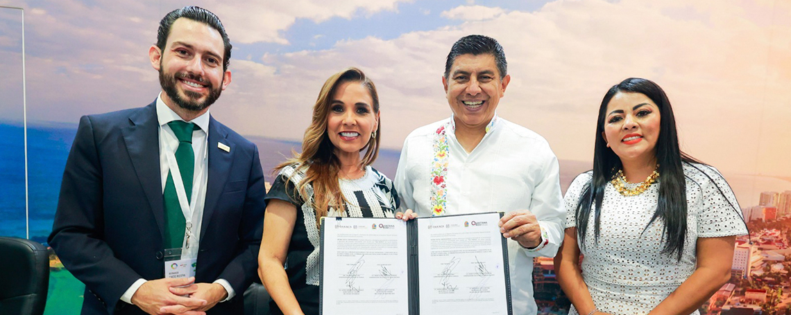 Firman Salomón Jara y Mara Lezama convenio de colaboración en materia turística