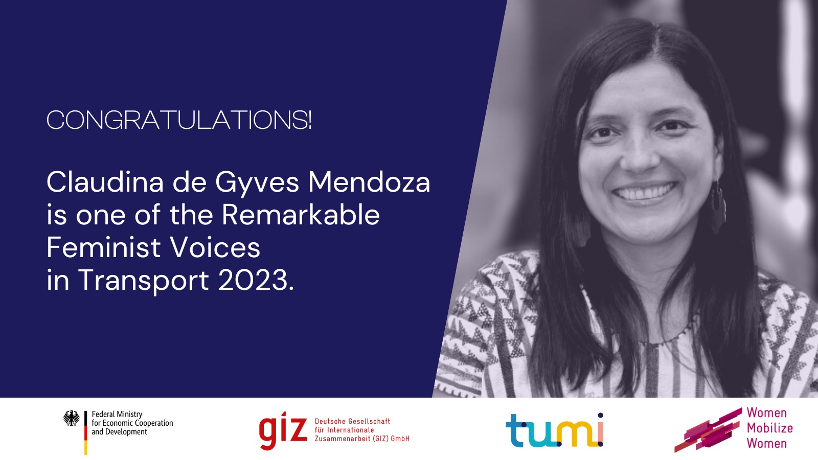  Reconoce GIZ a titular de Semovi como una de las 30 Voces Feministas Destacadas en el Transporte 2023