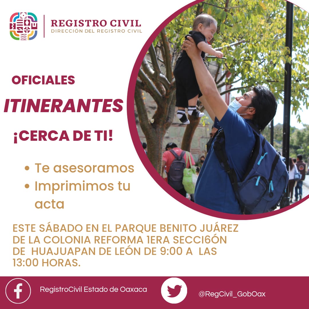 Arranca Registro Civil de Oaxaca jornada itinerante Cerca de ti en Huajuapan de León