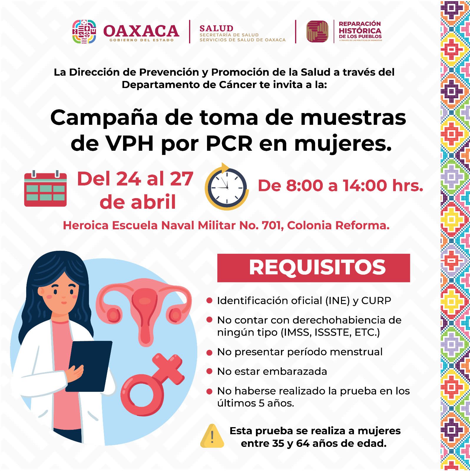 Realiza SSO jornada de pruebas gratuitas de VPH por PCR