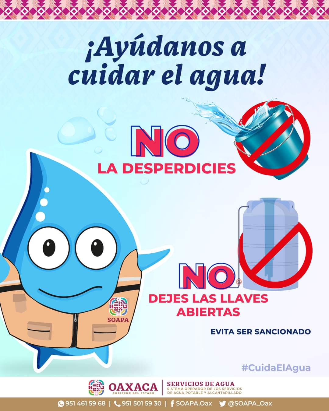 Exhorta Soapa a no desperdiciar el agua en Sábado de Gloria