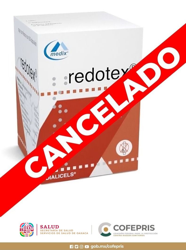 Cancela Cofepris registro sanitario a Redotex y Redotex NF