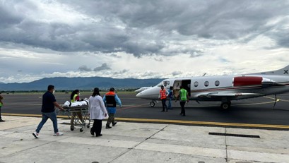 Realizan traslado aéreo de paciente con quemadura de segundo grado a CDMX