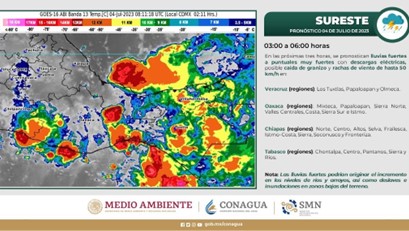 Continuarán las lluvias acompañadas de tormentas eléctricas en Oaxaca