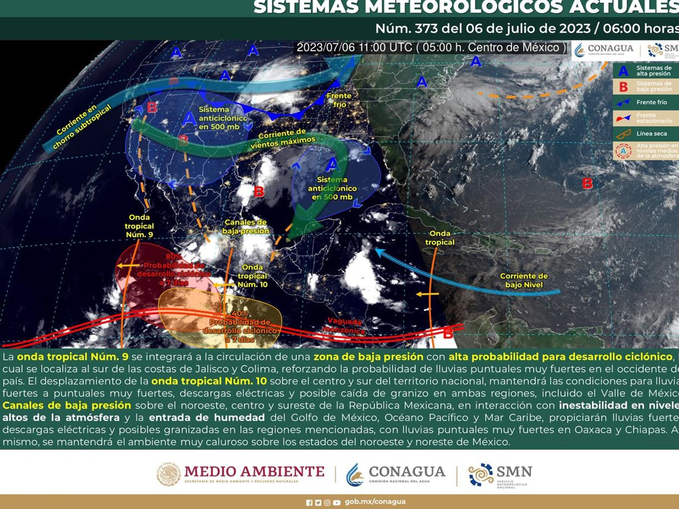 Continuarán lluvias por onda tropical número 10