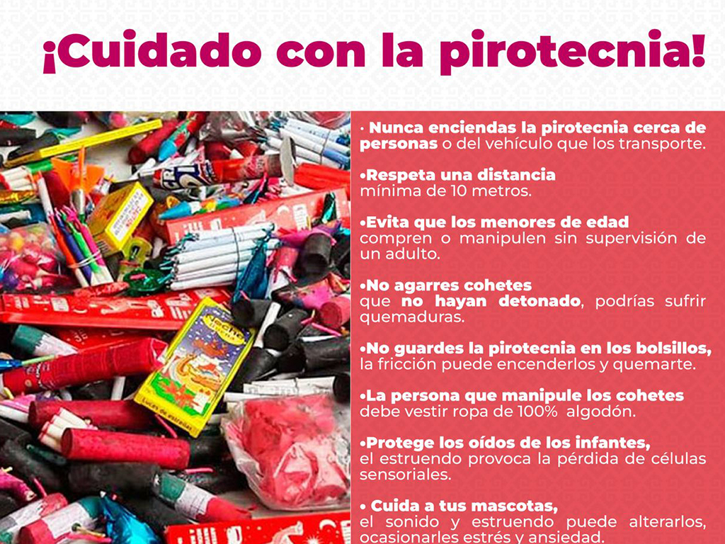 Emite Protección Civil recomendaciones para manejo y quema de fuegos artificiales