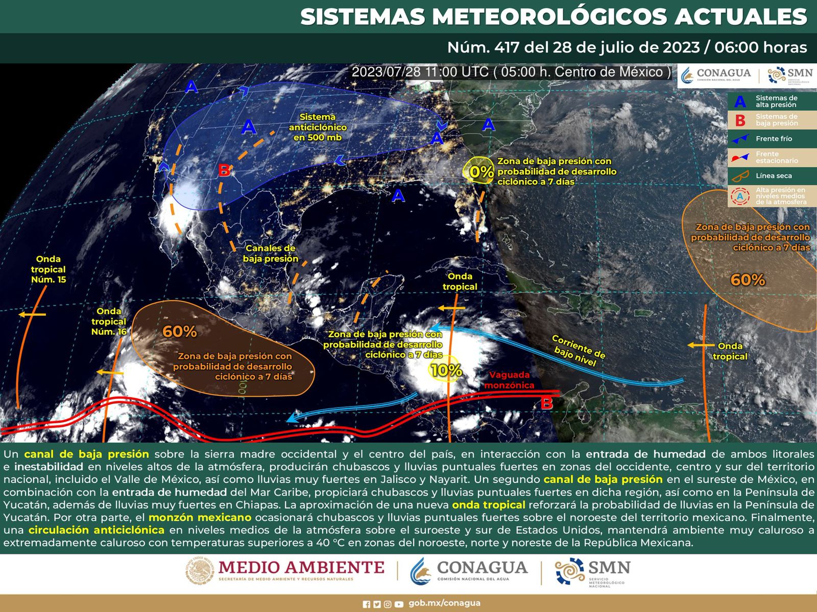 Este viernes se esperan lluvias, chubascos y tormentas en diferentes puntos de la entidad