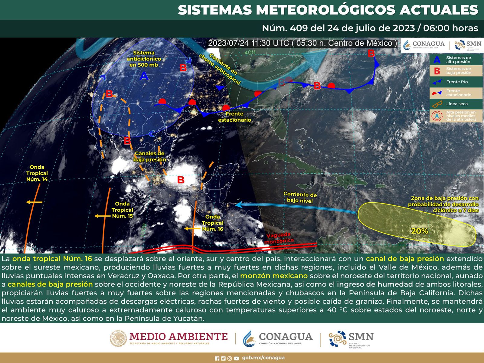 Onda tropical número 16 continuará dejando lluvias, rachas de viento y tormentas eléctricas