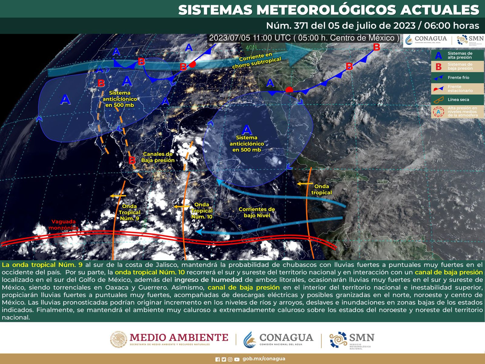 Se registrarán lluvias fuertes en Oaxaca por ingreso de la onda tropical número 10