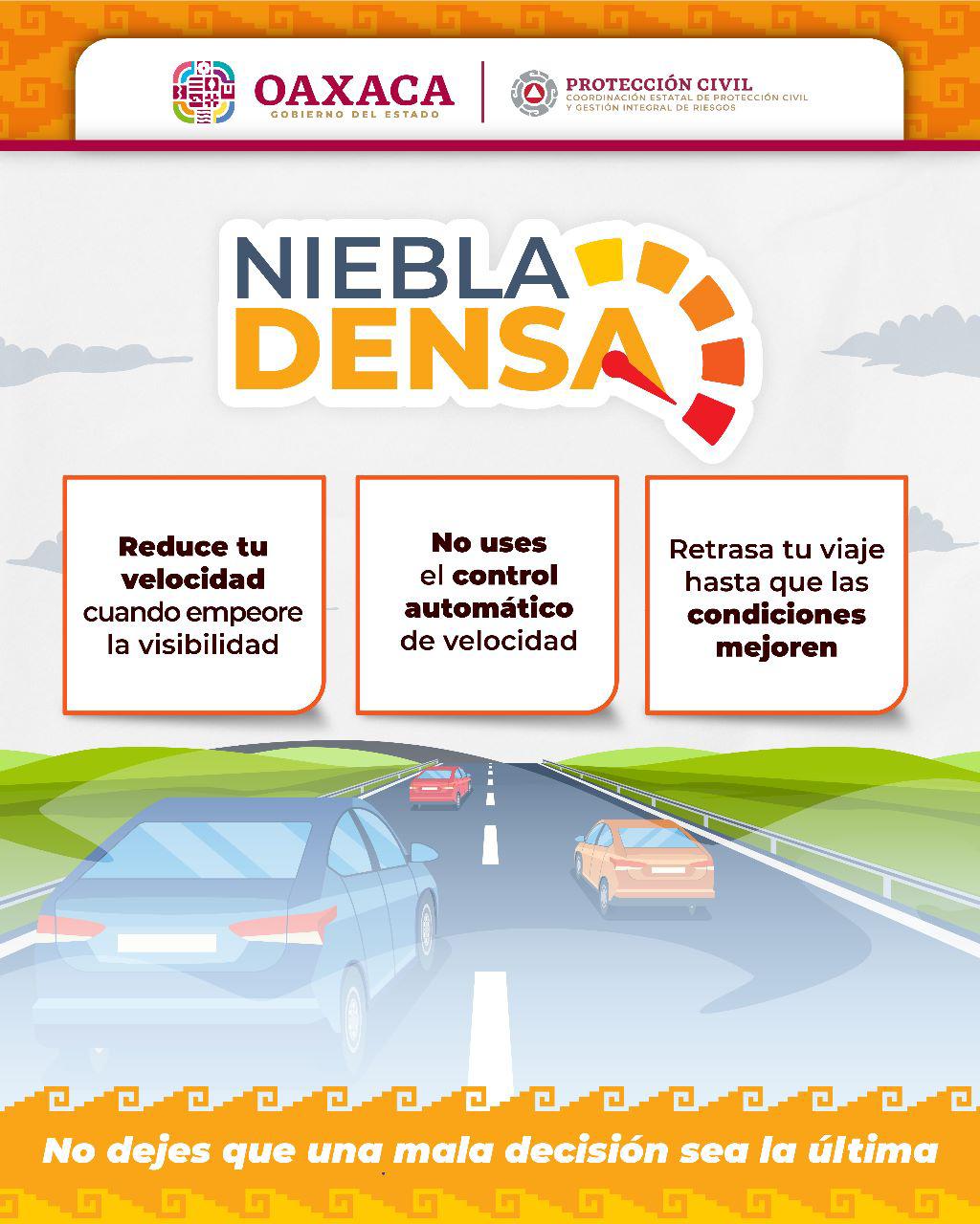 Recomienda Protección Civil extremar precauciones ante bancos de niebla densa