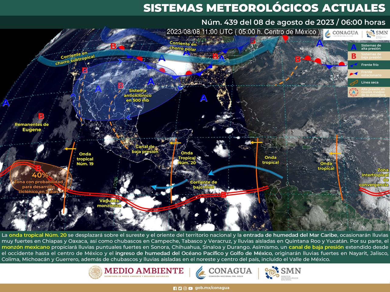 Onda tropical número 20 llegará a tierras oaxaqueñas la tarde de este martes
