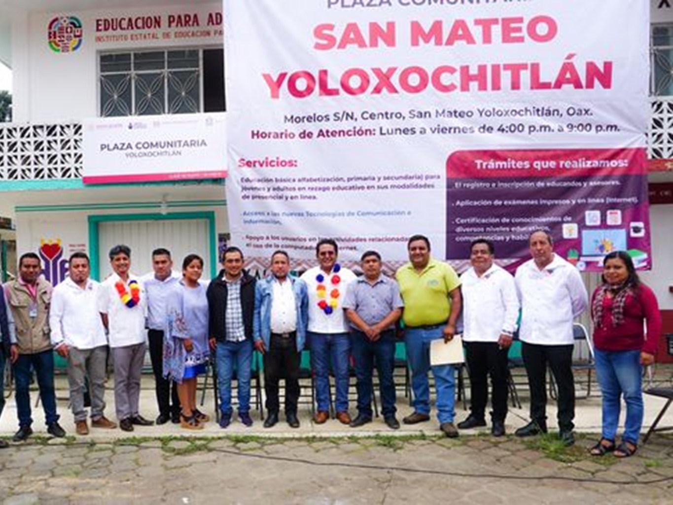 Inauguran Plaza Comunitaria del IEEA en San Mateo Yoloxochitlán
