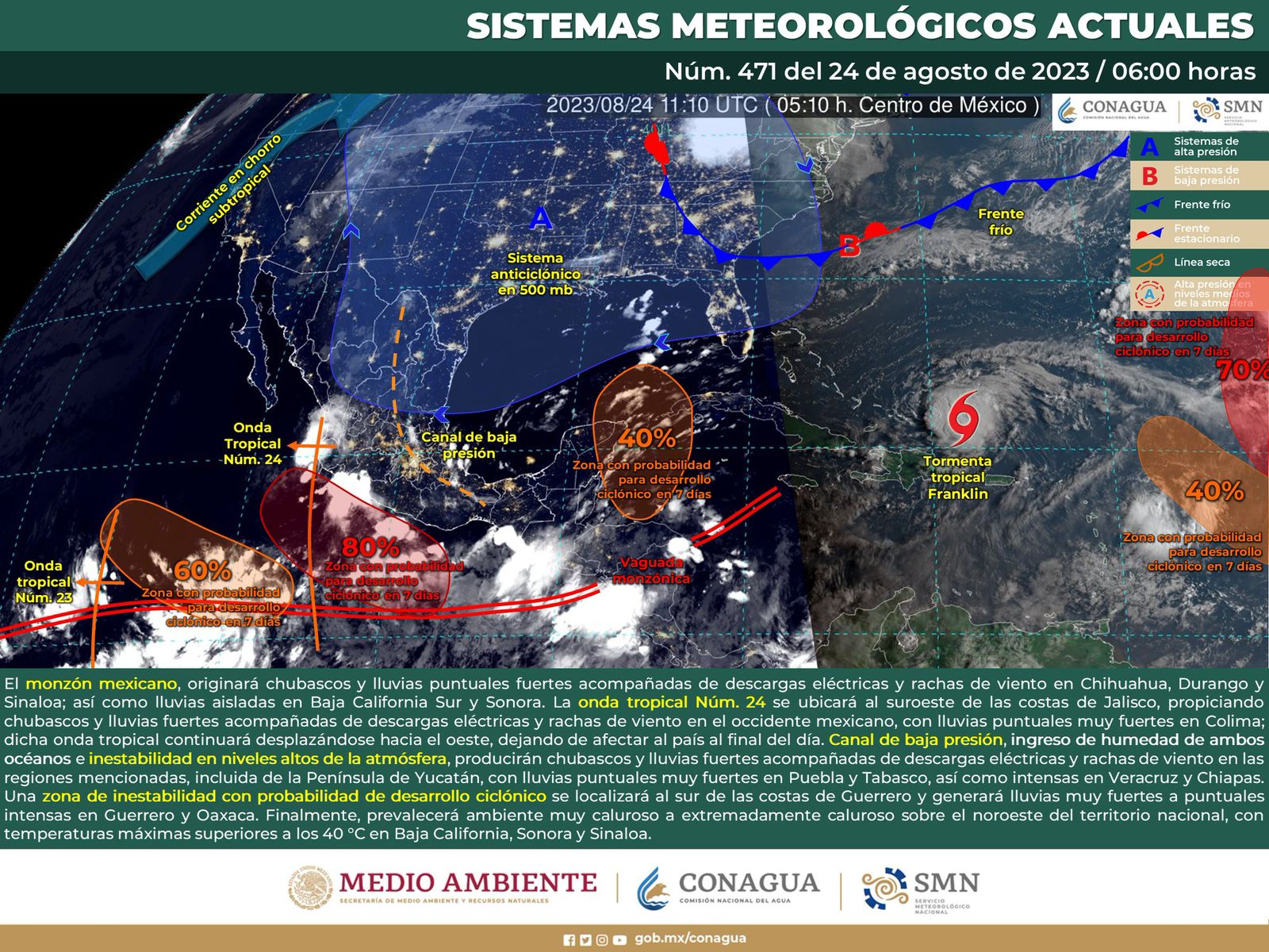 Se prevén lluvias de intensidad variable para la tarde de este  jueves en el estado