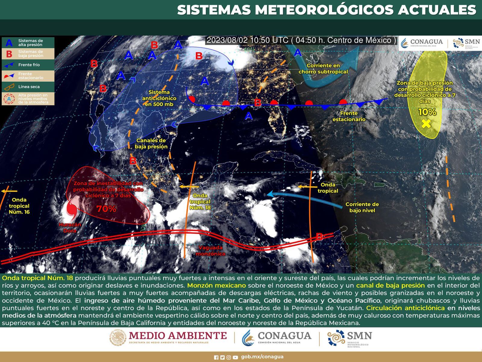 Pronostican lluvias moderadas, tormentas y rachas de viento para el estado de Oaxaca
